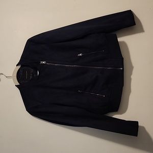 Banana Republic Navy	Petite Ribbed Trim Vegan Suede Jacket